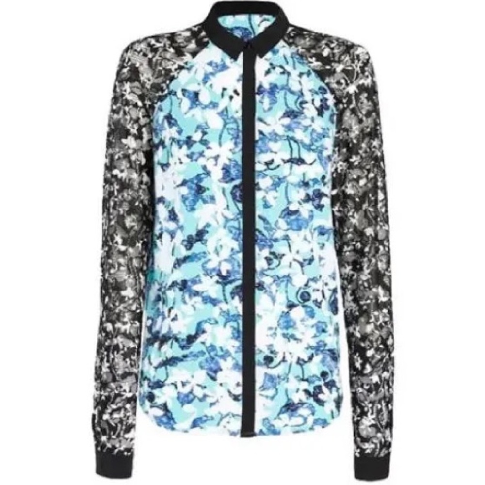 Peter Pilotto for Target Blue Button Down with Lace Sleeves